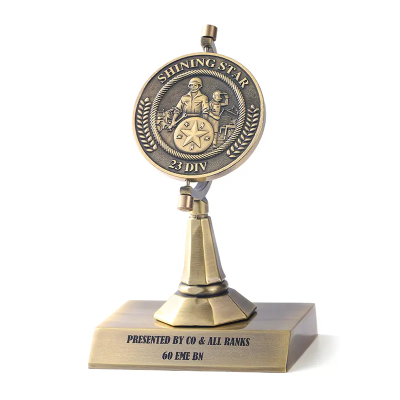 Metal zinc alloy rotatable trophy customization