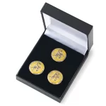 Gemelli da polso personalizzati in metallo smaltato placcato oro da uomo in scatola