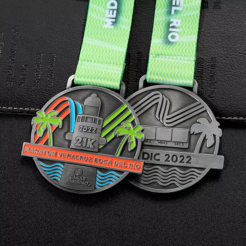21km Boston Marathon medal 2022