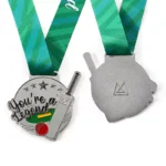Médaille d'argent en émail souple pour un match de cricket