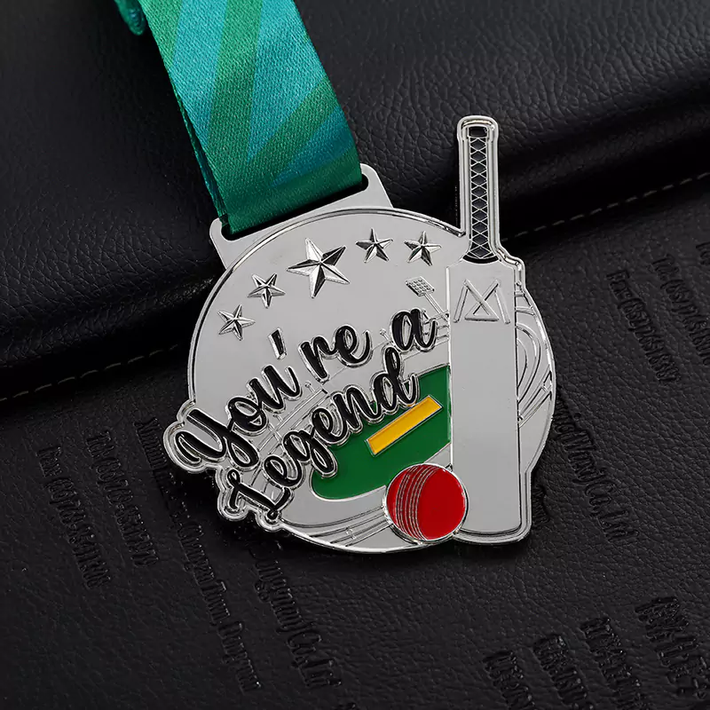Médaille d'argent en émail souple pour un match de cricket