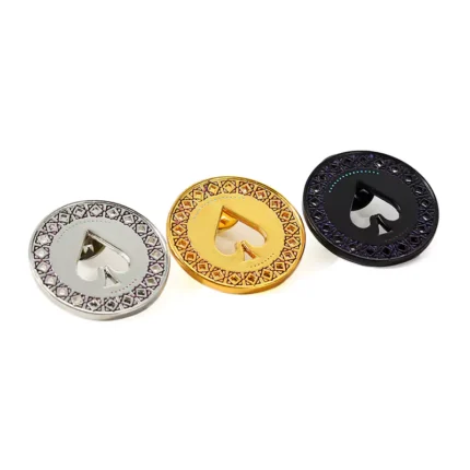 Peach Shaped Hollow Gold Silver Black Badge Pin With Laser On The Back