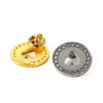 Peach Shaped Hollow Gold Silver Black Badge Pin With Laser On The Back