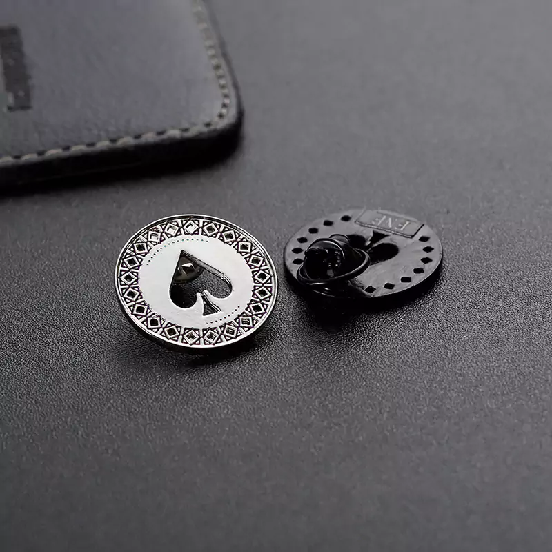 Peach Shaped Hollow Gold Silver Black Badge Pin With Laser On The Back