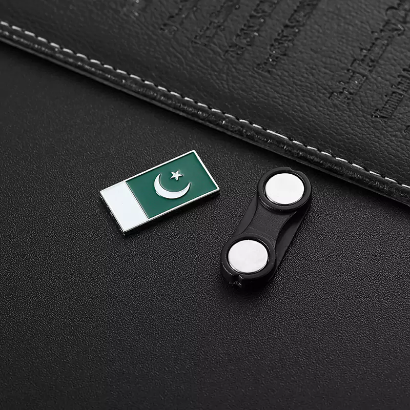 巴基斯坦国旗珐琅银磁铁徽章别针