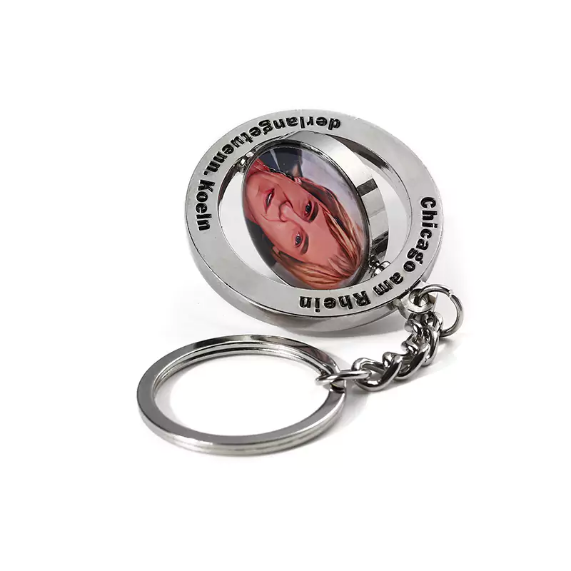 Metall-Aufkleber Epoxy Portrait Spinning Schlüsselanhänger
