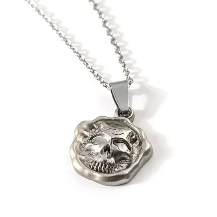 3D Embossed Plating Matte Nickel Skull Shaped Charm/Necklace
