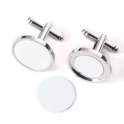 Silver Blank Circular Cufflink Magnet Design With Box