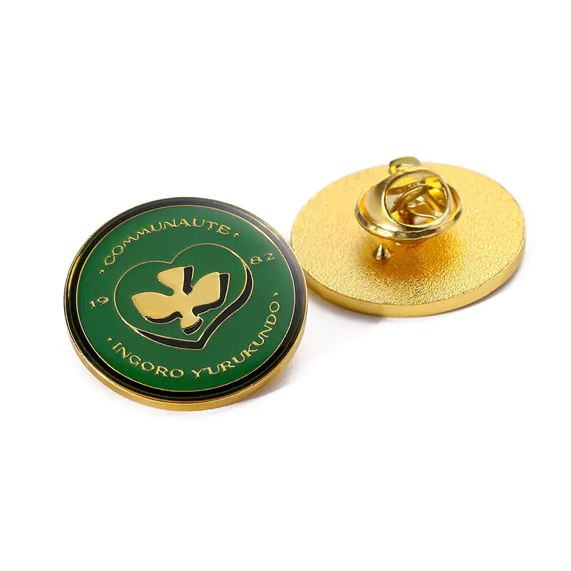 1904-3-Pin con logotipo de la empresa en resina esmaltada blanda circular