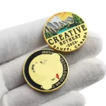 1921-2-Paesaggio a tema Creazione circolare Spille con smalto morbido