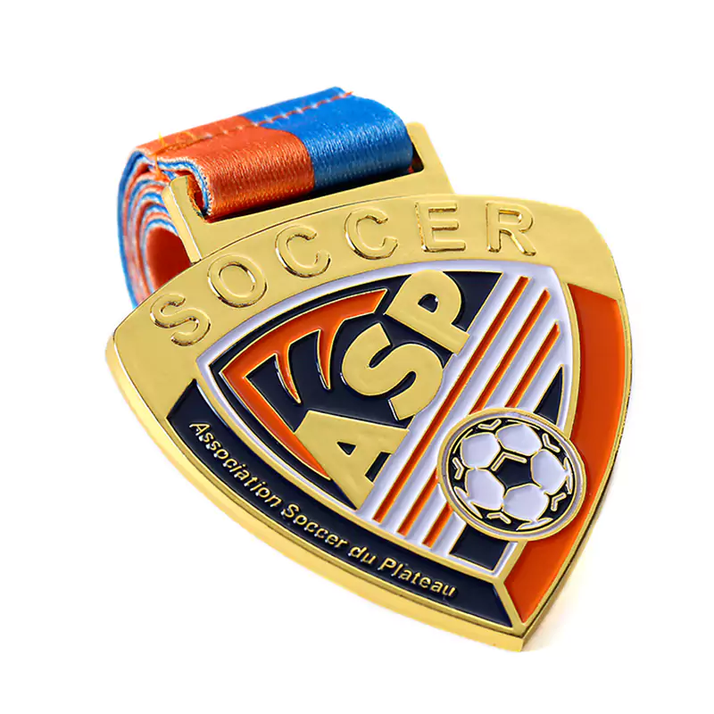 1185-5-médailles irrégulières de football avec ruban