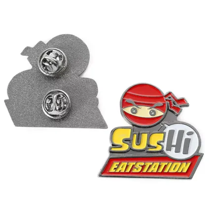 1508-4-Dining Station SUS Cartoon Ninja Paint Shaped Badge