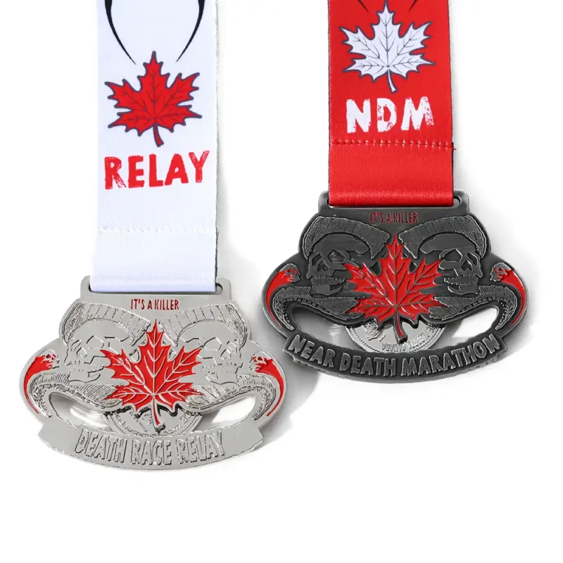 1388-1-DMedalha de revezamento de corrida de morte com moedas comemorativas