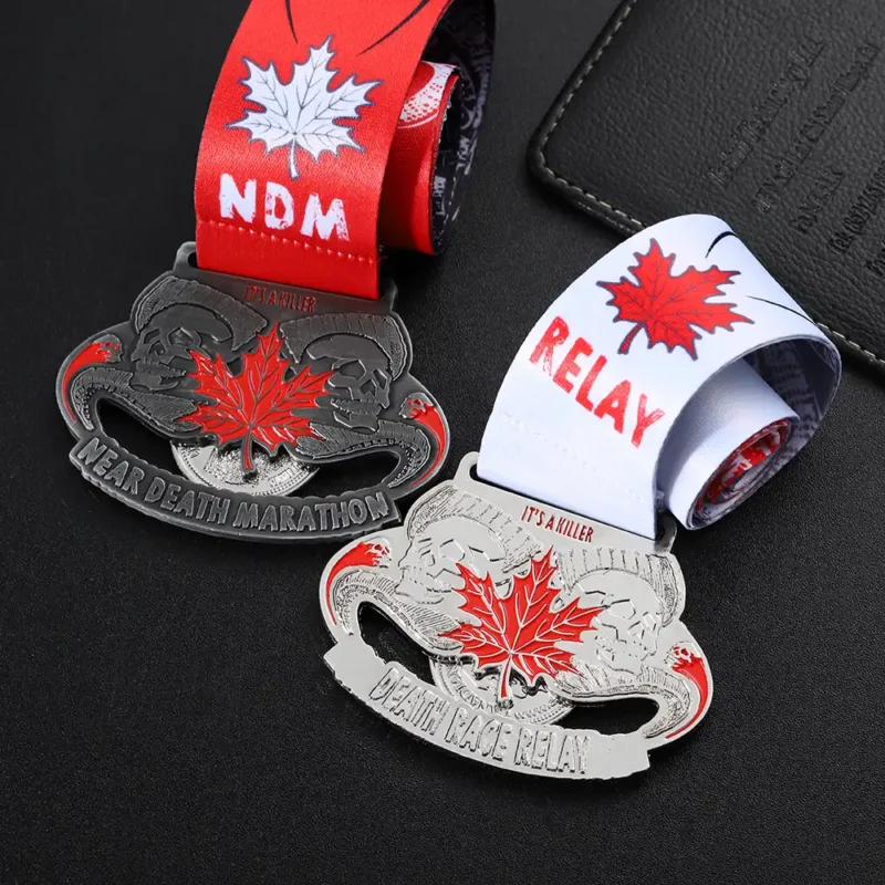 1388-5-Medalha de revezamento de corrida de morte com moedas comemorativas