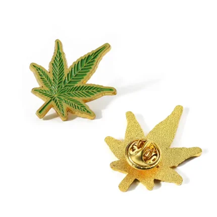 1514-3-Green Leaf Patterned Enamel Pin