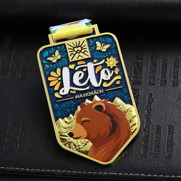 1930-5-Harte Emaille Gold Metall Bär Muster 3d gedruckt Medaillen