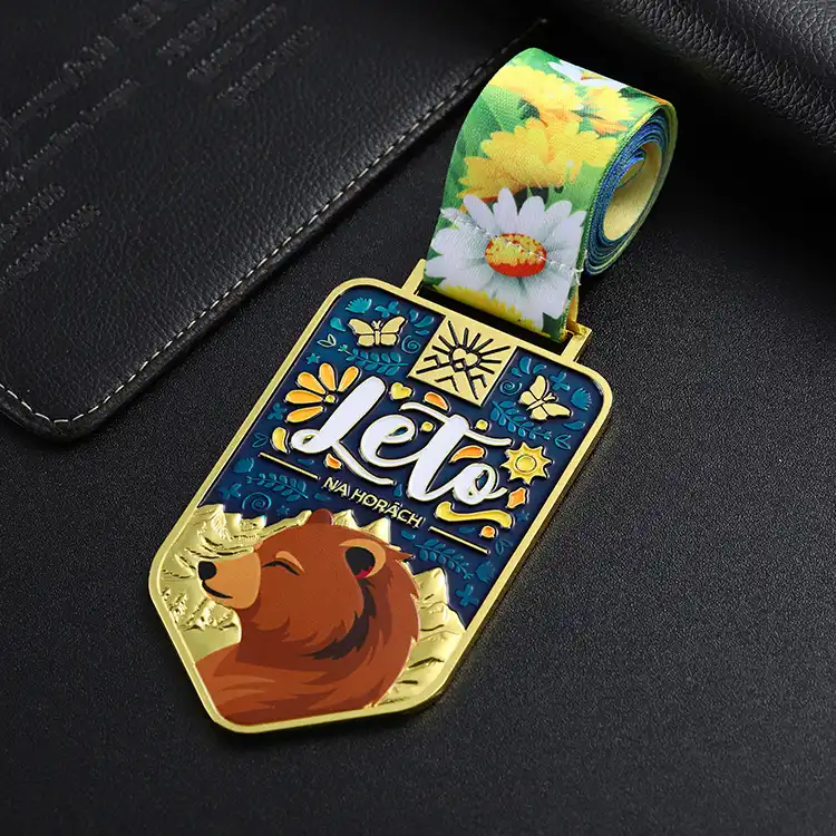 1930-6-Harte Emaille Gold Metall Bär Muster 3d gedruckt Medaillen