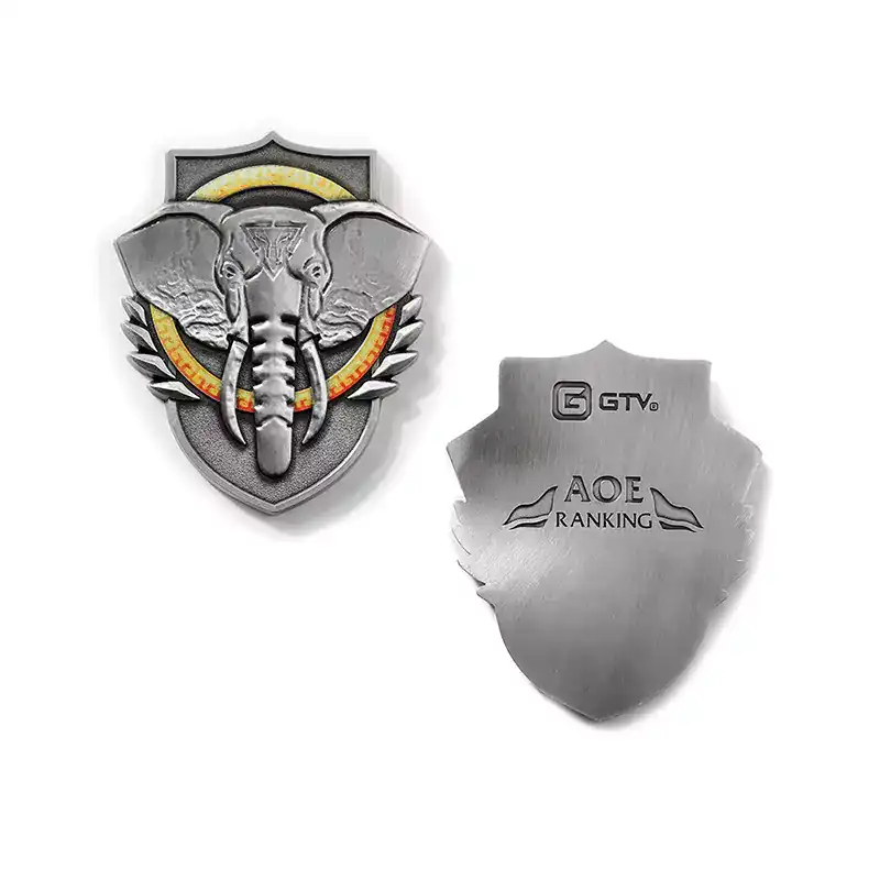 2504-1-Antik Silber Elefant Logo geprägte Metall 3d gedruckt Münze