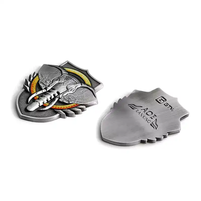 2504-2-Antik Silber Elefant Logo geprägte Metall 3d gedruckt Münze