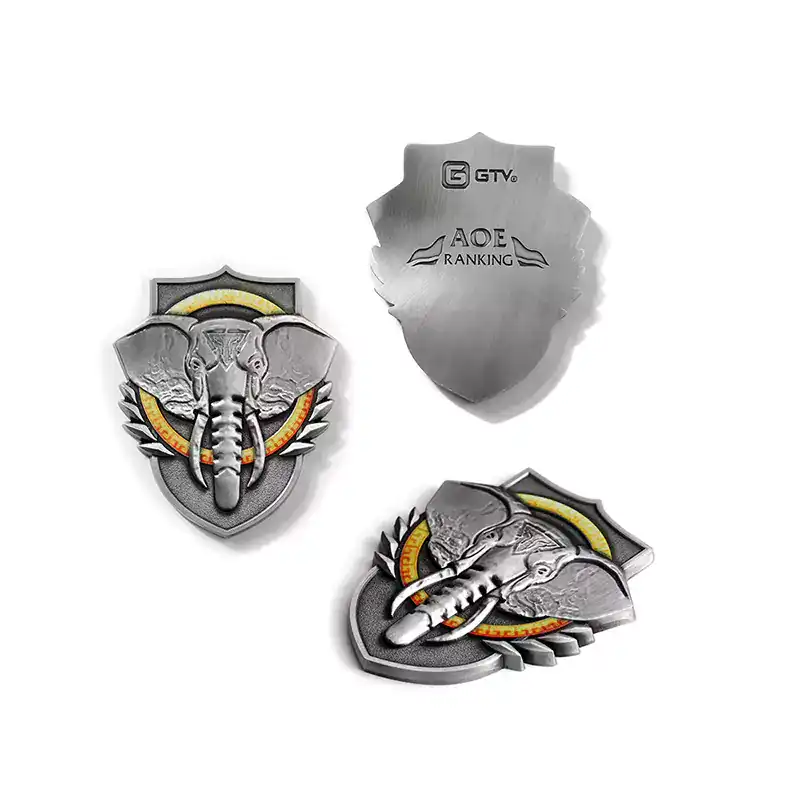 2504-5-Antik Silber Elefant Logo geprägte Metall 3d gedruckte Münze