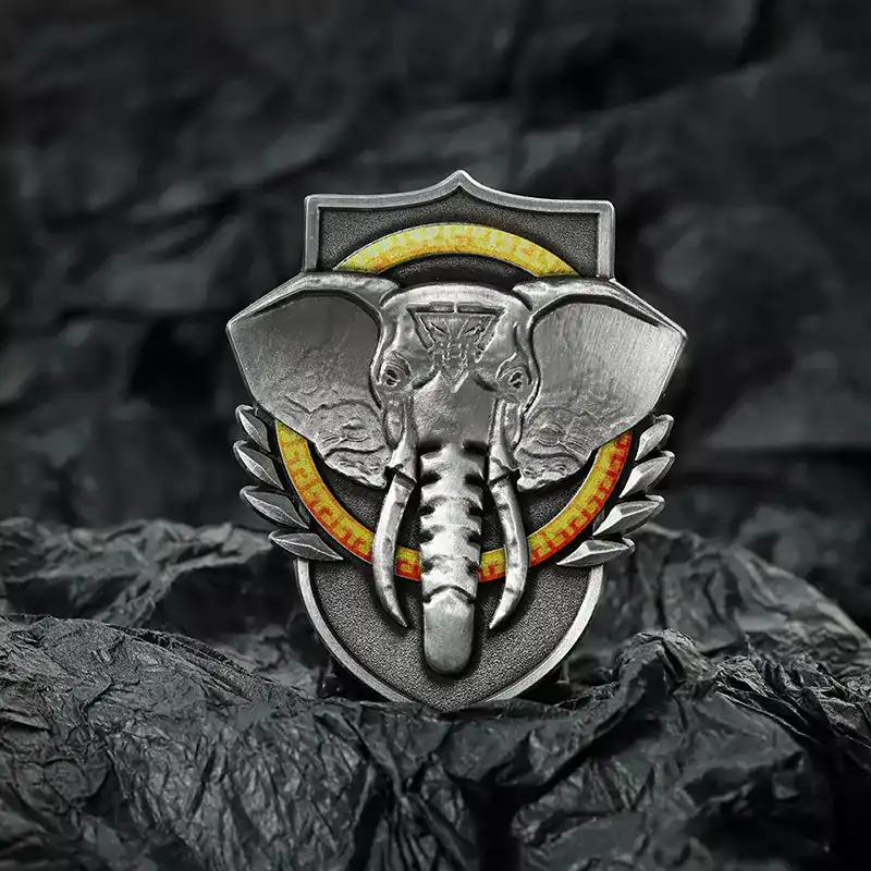 2504-6-Monnaie ancienne en argent avec logo d'éléphant en métal gaufré imprimée en 3D