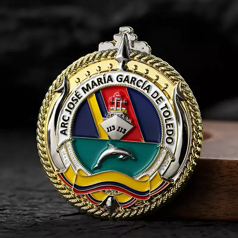 2506-8-3D 军舰标志双面珐琅金属海军硬币