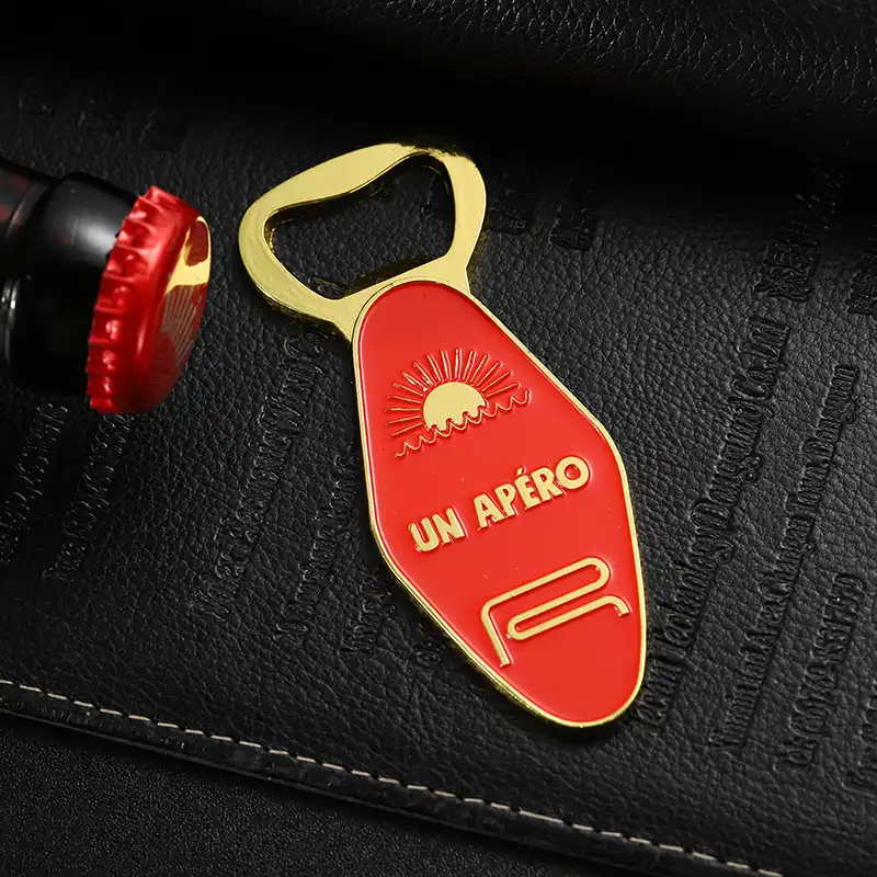 3561-6-Red Enameled Gold Plated Zinc Alloy Bottle Opener