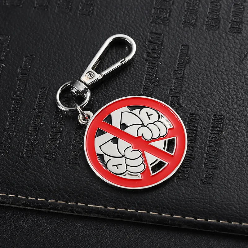 2211-5-Llavero de plata con esmalte circular de dibujos animados