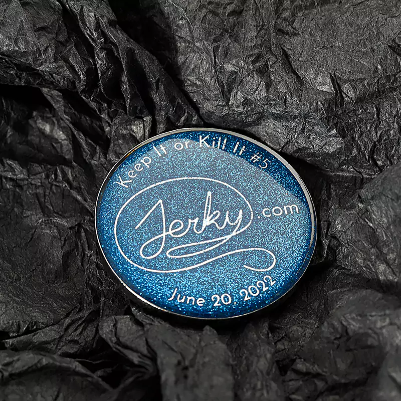 2509-6-Double sided blue glitter with droplet adhesive silver plating