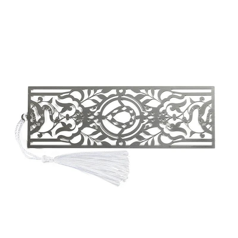 3010-2-Règle à motif creux en argent corrodé brossé signet