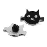 1703-2-Sigillo alieno in smalto morbido con gattino nero dei cartoni animati