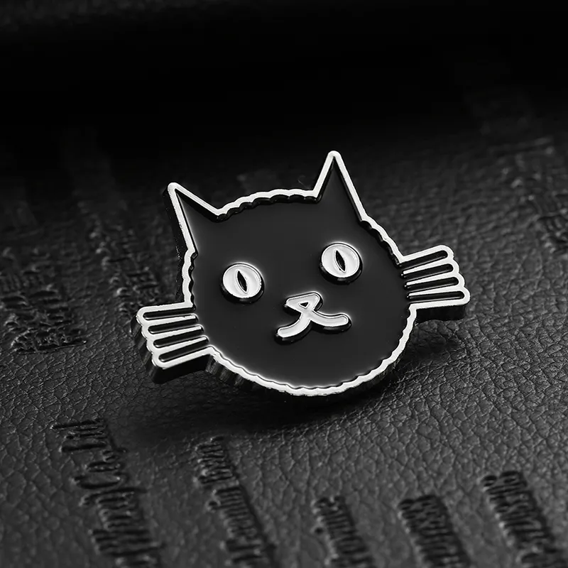 1703-7-Sigillo alieno smaltato morbido con gattino nero dei cartoni animati