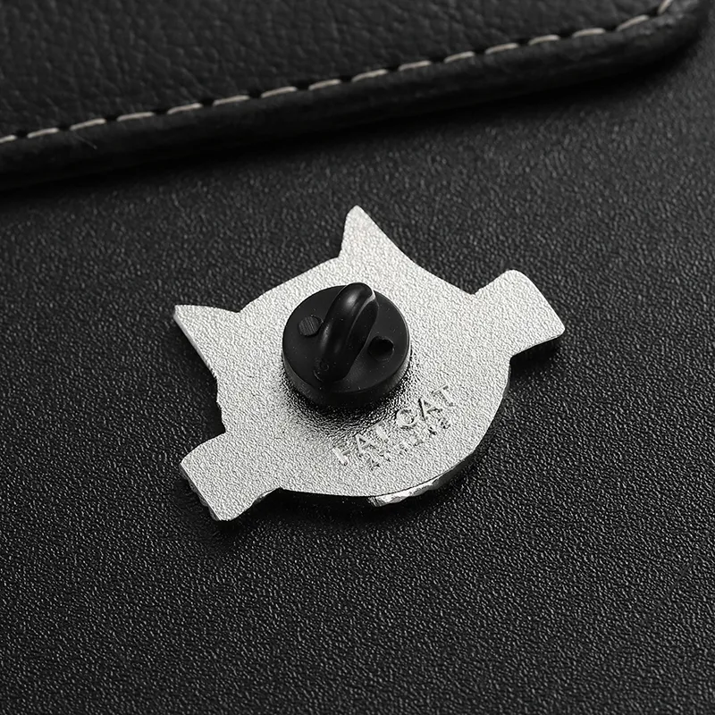 1703-8-Sigillo alieno in smalto morbido con gattino nero dei cartoni animati