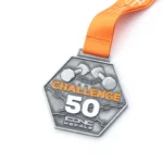 1123-8-Argento antico esagonale 50 numero manubrio sollevamento pesi M