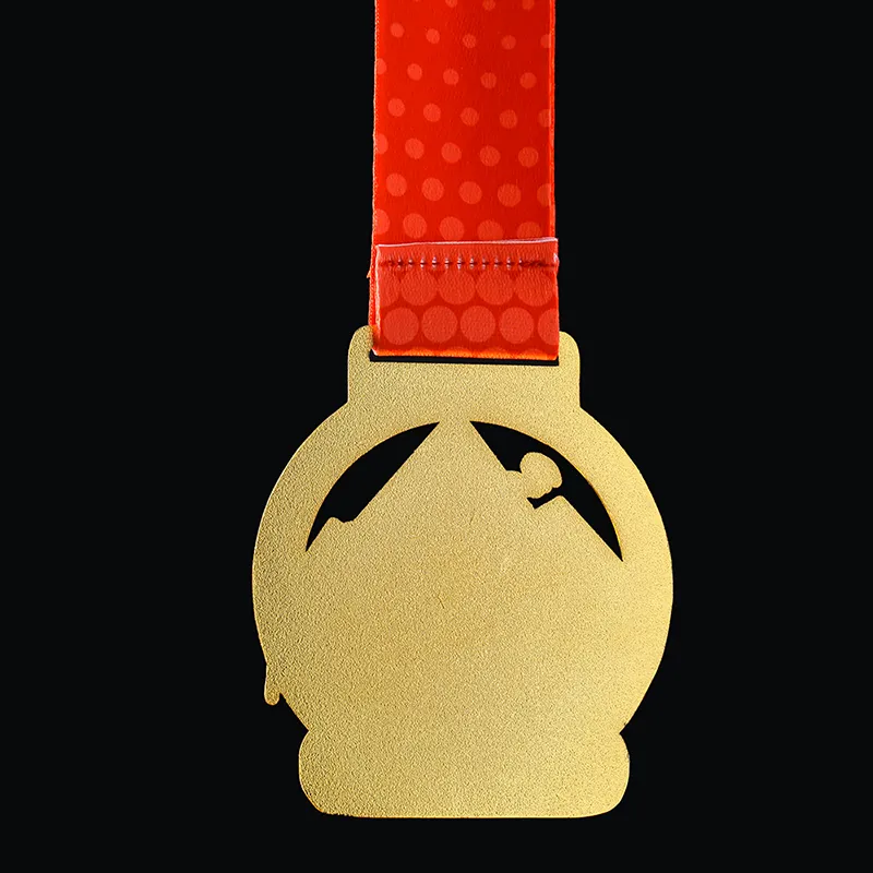 1163-6-Imitation Gold Red Paint Bicycle Running Medal (Medalha de corrida de bicicleta com pintura vermelha dourada)