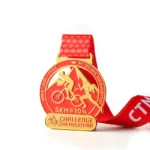 1163-7-Imitation Médaille de course à bicyclette en or et peinture rouge