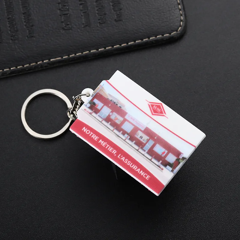 2451-6-Rechteckige rosa weiße Berühmtheit Wand PVC-Schlüsselanhänger