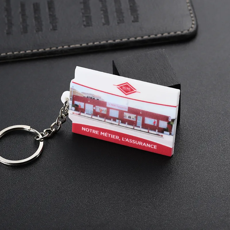 2451-7-Rechteckige rosa weiße Berühmtheit Wand PVC-Schlüsselanhänger