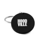 2453-3-Черный круглый брелок из ПВХ с логотипом на заказ