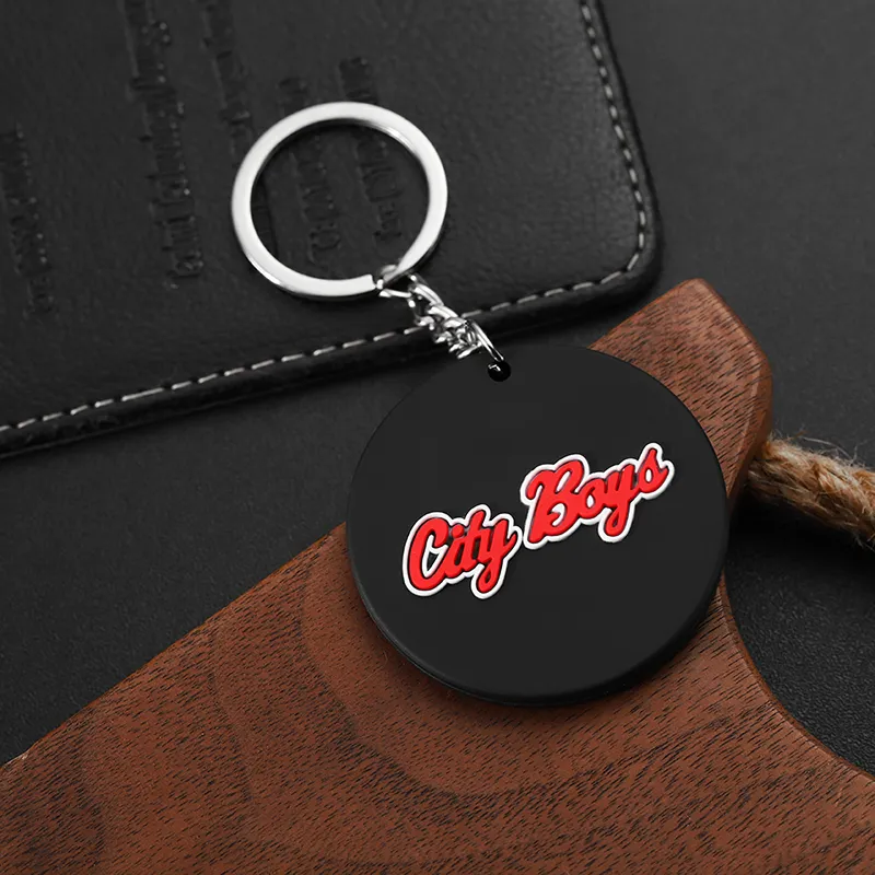 2453-5-Черный круглый брелок из ПВХ с логотипом на заказ