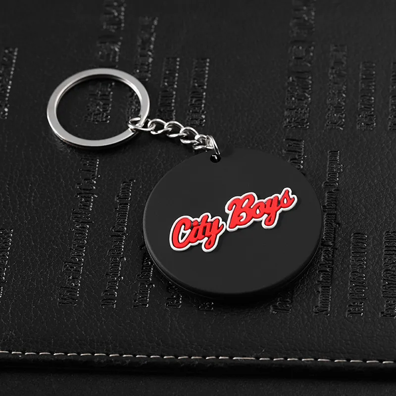 2453-7-Черный круглый брелок из ПВХ с логотипом на заказ