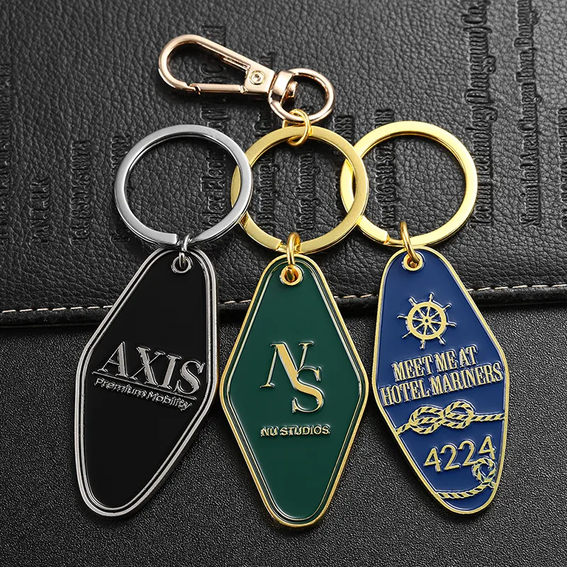 2338-7-Portachiavi per hotel con diamante dipinto d'oro