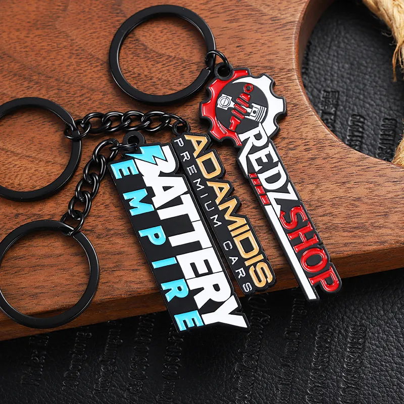 2373-5-Plaquage noir peinture au four multicolore porte-clés nom