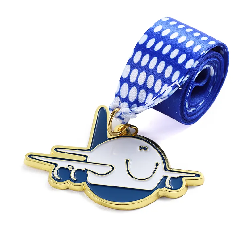 1348-1-Children cartoon airplane silhouette medal