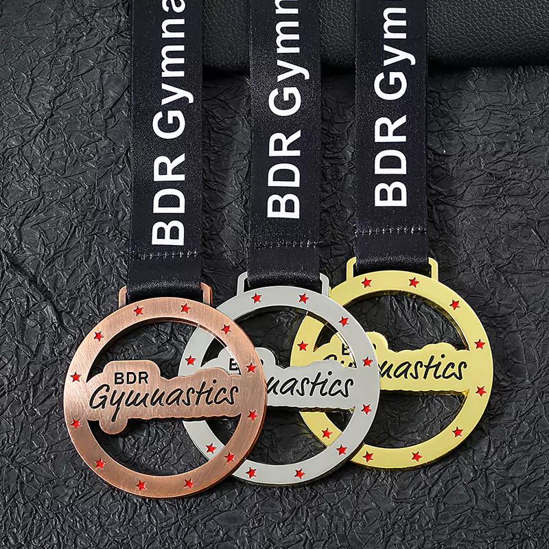 1429-5-Gymnastique peinture de cuisson concave évidée médaille d'or, d'argent, de bronze