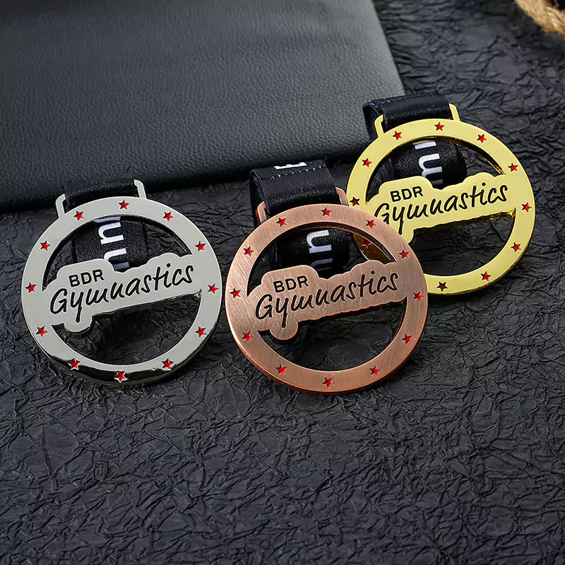 1429-6-Gymnastique peinture de cuisson concave évidée médaille d'or, d'argent, de bronze