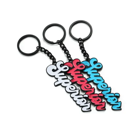 2323-4-Monochrome soft enamel letter keychain