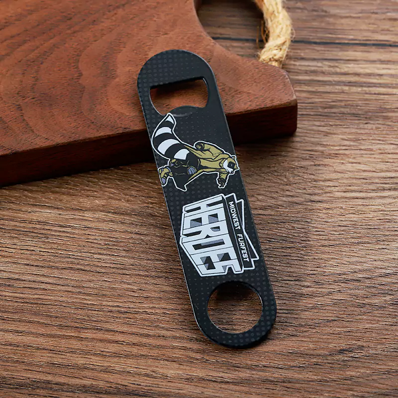 3401-8-Edelstahl schwarz Farbe Spray MFF langen Streifen Flaschenöffner