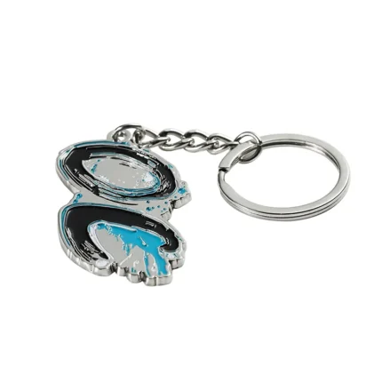 2336-4-Nickel plated blue dot painted irregular keychain