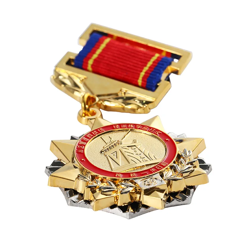 5654-3-Distintivo d'onore a forma di stella a cinque punte in metallo personalizzato